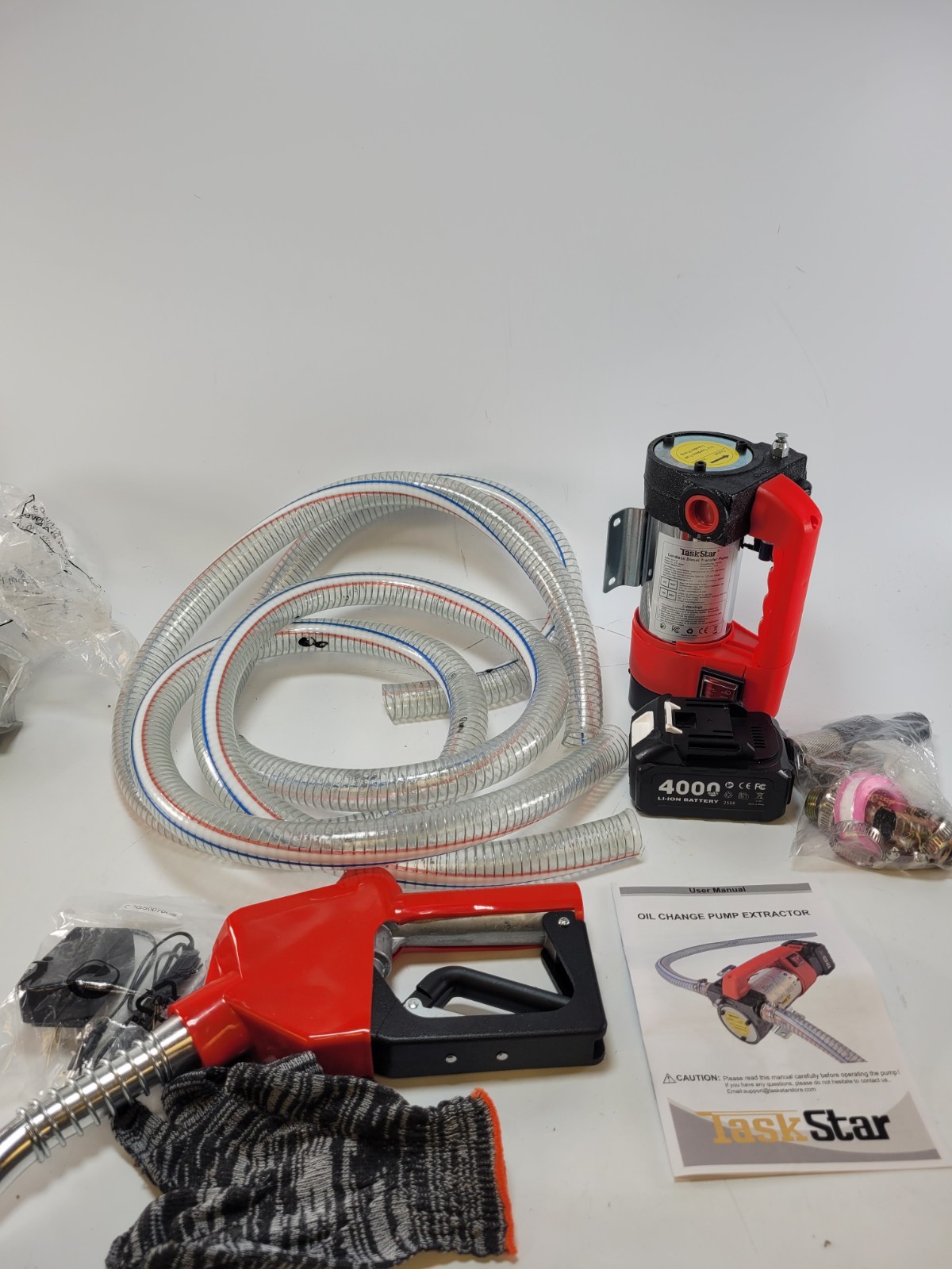 TaskStar 21V Cordless Diesel Fuel Transfer Pump Kit 12 GPM Portable Auto-Off