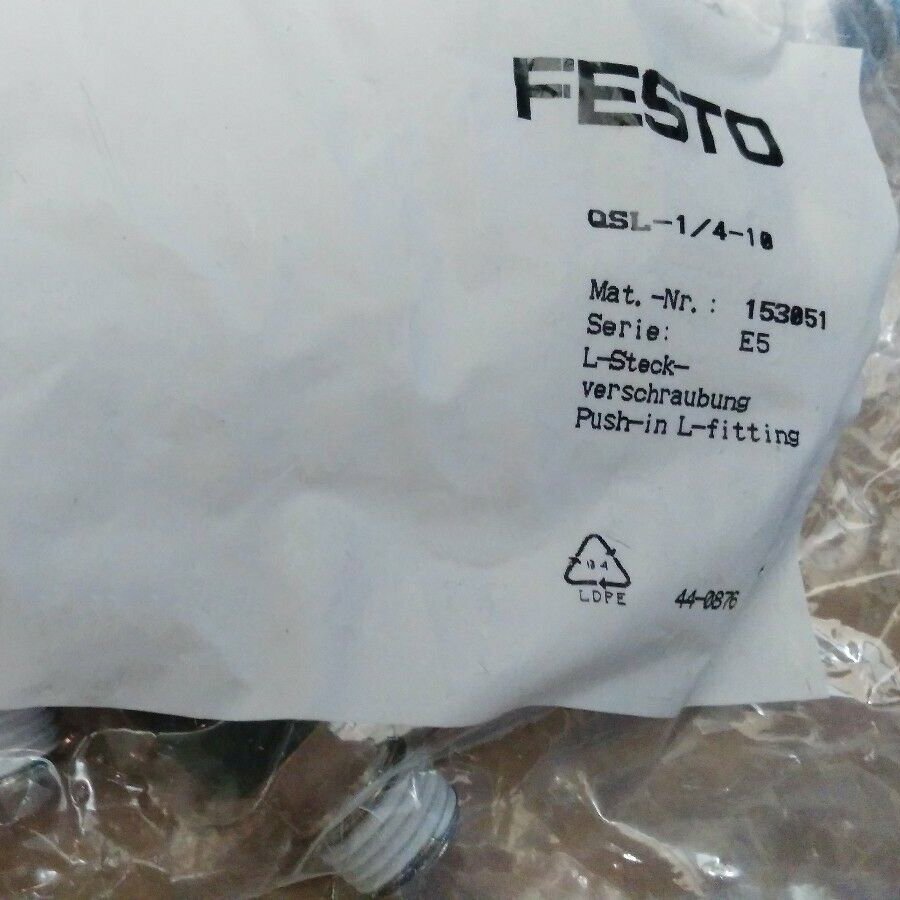 1Bag/10pcs New FESTO QSL-1/4-10 153051 Push-In L-Fitting spot stock