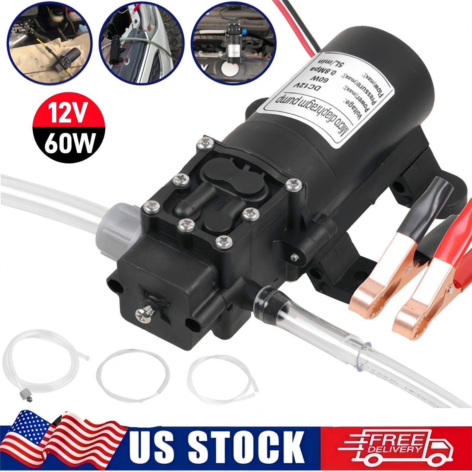 12V/60W 5L/min Fuel Transfer Pump Oil Diesel Gasoline Kerosene Car Tractor-Truck