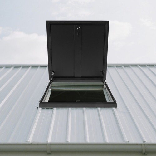 Aluminum Alloy Roof Hatch Roof Access Hatch Roof Security Door Black 27.5*27.5″