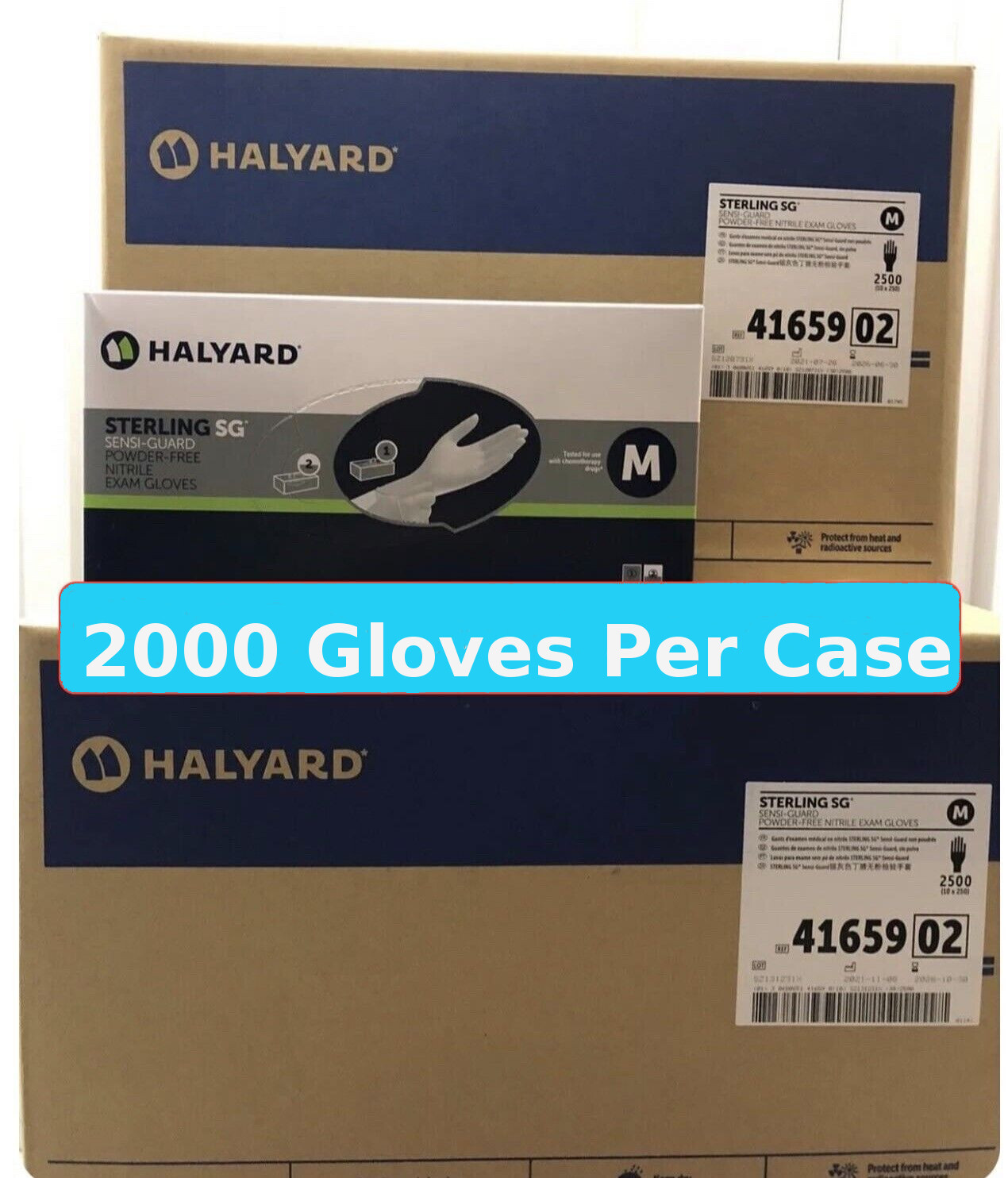 HALYARD STERLING SG Nitrile Powder-Free Exam Gloves, Gray, 2000 Count