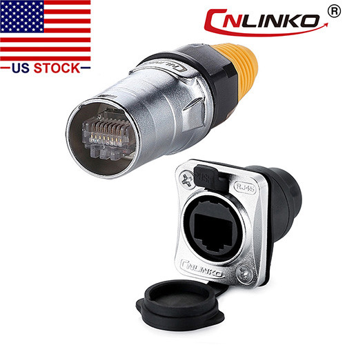 Ethernet Industrial Connector RJ45 Plug & Socket Waterproof IP67 Metal Fast Data