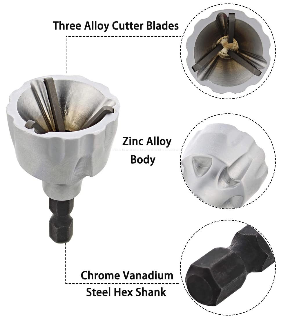 Hex Shank Deburring Chamfer Tool for Efficient Bolt & Thread Repairs 1/8″-3/4″