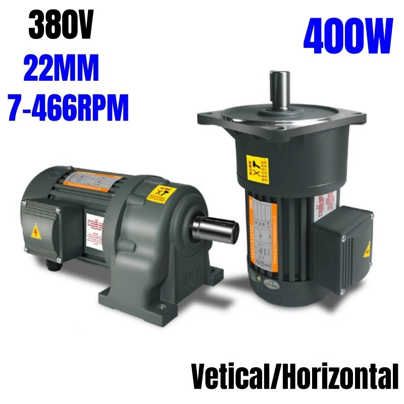 400W Three-Phase CW/CCW Reduction Gear Motor Adjustable Speed 22mm AC 380V New