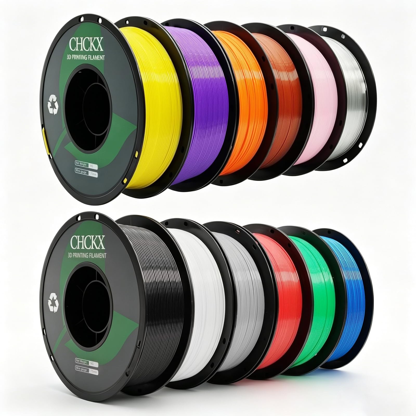 PETG Filament 12 Roll Bundle 1.75mm 0.03mm Accuracy 12KG Multicolor CHCKX Blue