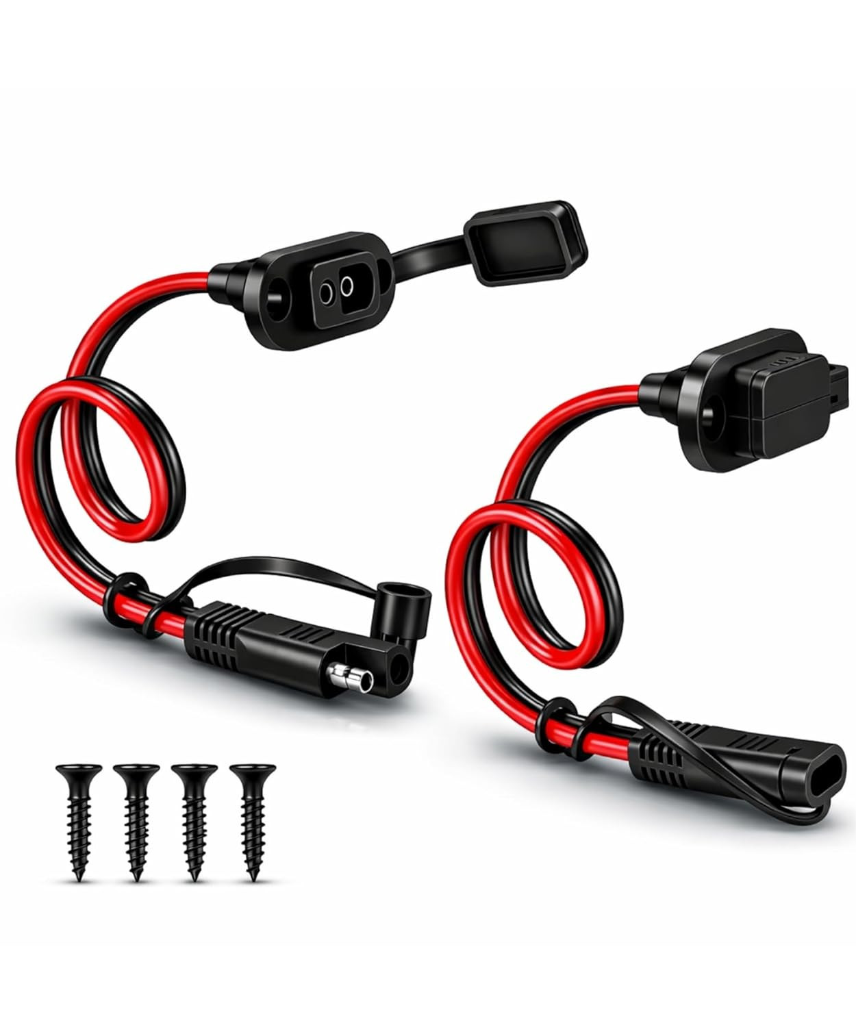 2 Pcs SAE Quick Connector Harness, 1 Ft 12AWG , Male Plug to Female Socket Cable