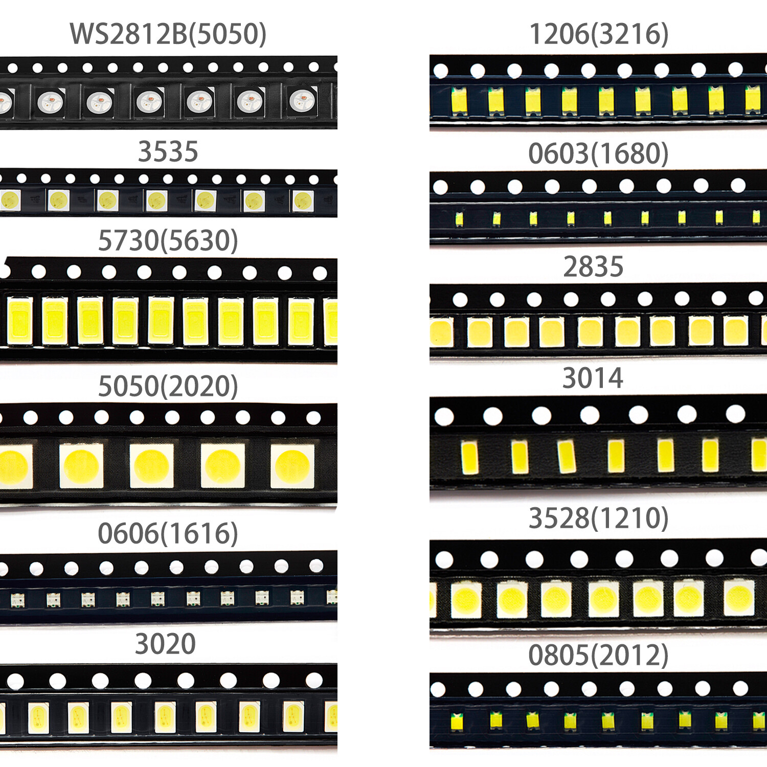 0805 1206 0603 3535 3528 2835 5630 5730 LED SMD Diode White Red Green RGB UV 3V