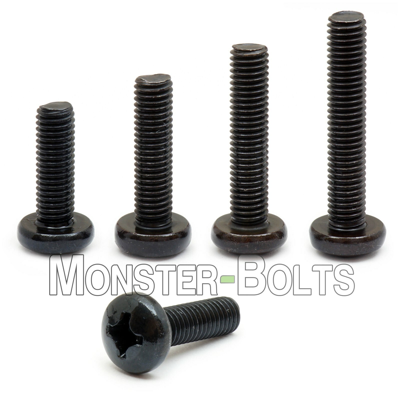 M3 Phillips Pan Head Machine Screws, Steel w Black Oxide & Oil, DIN 7985A Metric