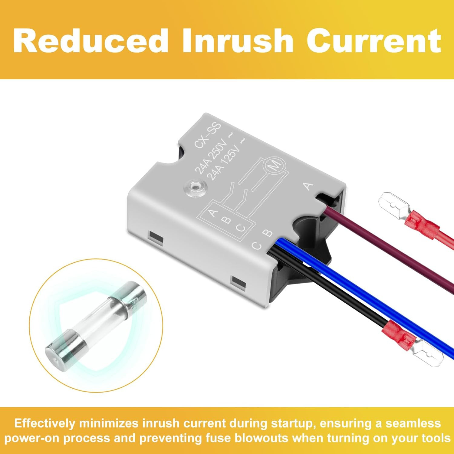 125/250V 24A Soft Start Module with Pre-Wiring, Soft Start Switch, Soft Start Re