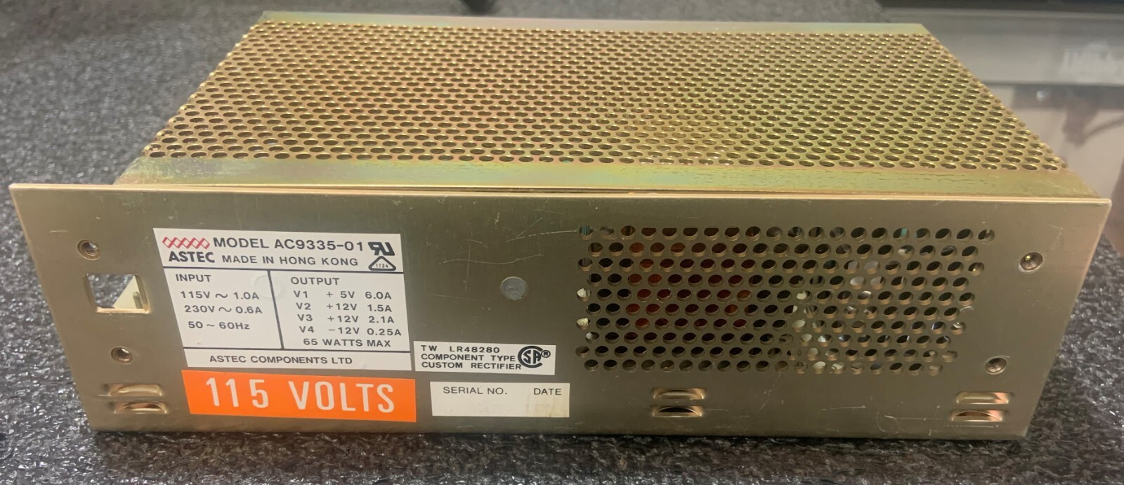 ASTEC 5/12V 6.0-2.1A – 12V 0.25A 65W MAX. Power Supply AC9335-01