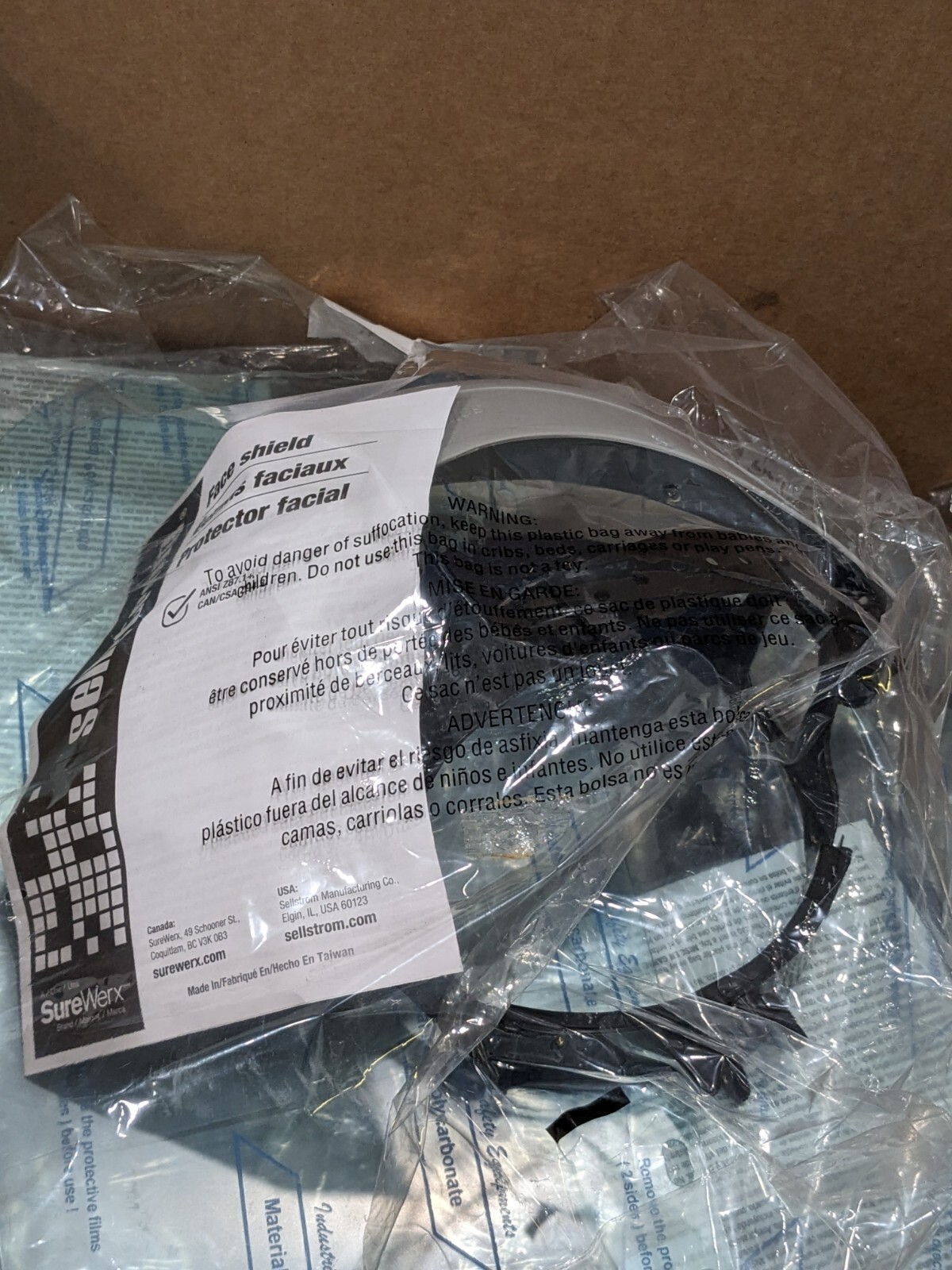 SELLSTROM Face Shield & Headgear 8″ H, 6″ W, Universal Crown Qty 9 S30120