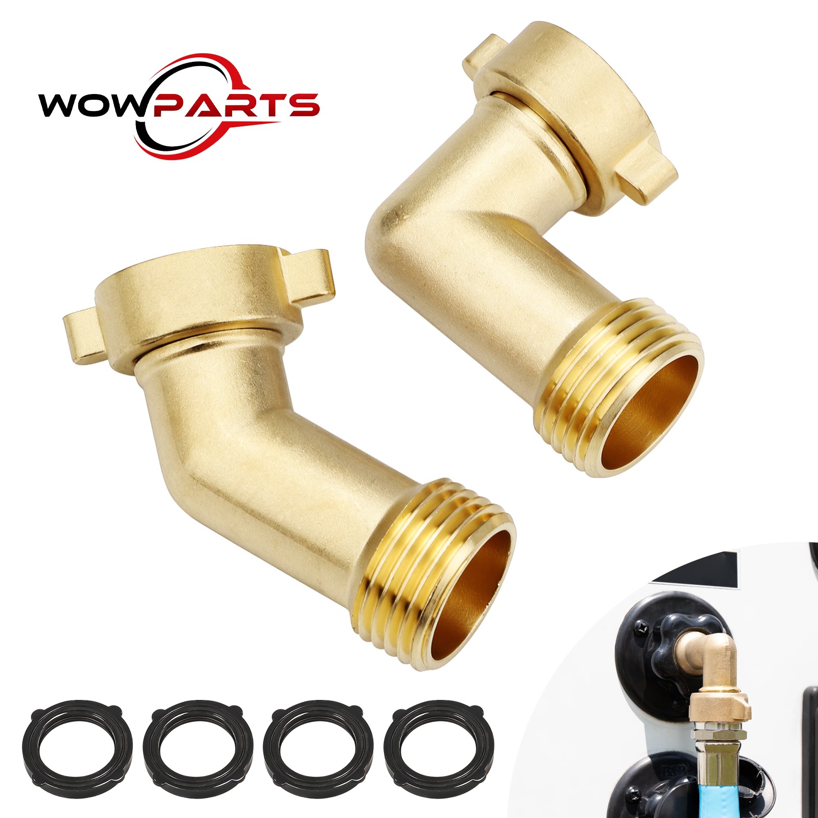 2pcs Brass 45° 90° Garden Hose Elbow Connector 3/4″ Adapter w/ Washer Heavy Duty
