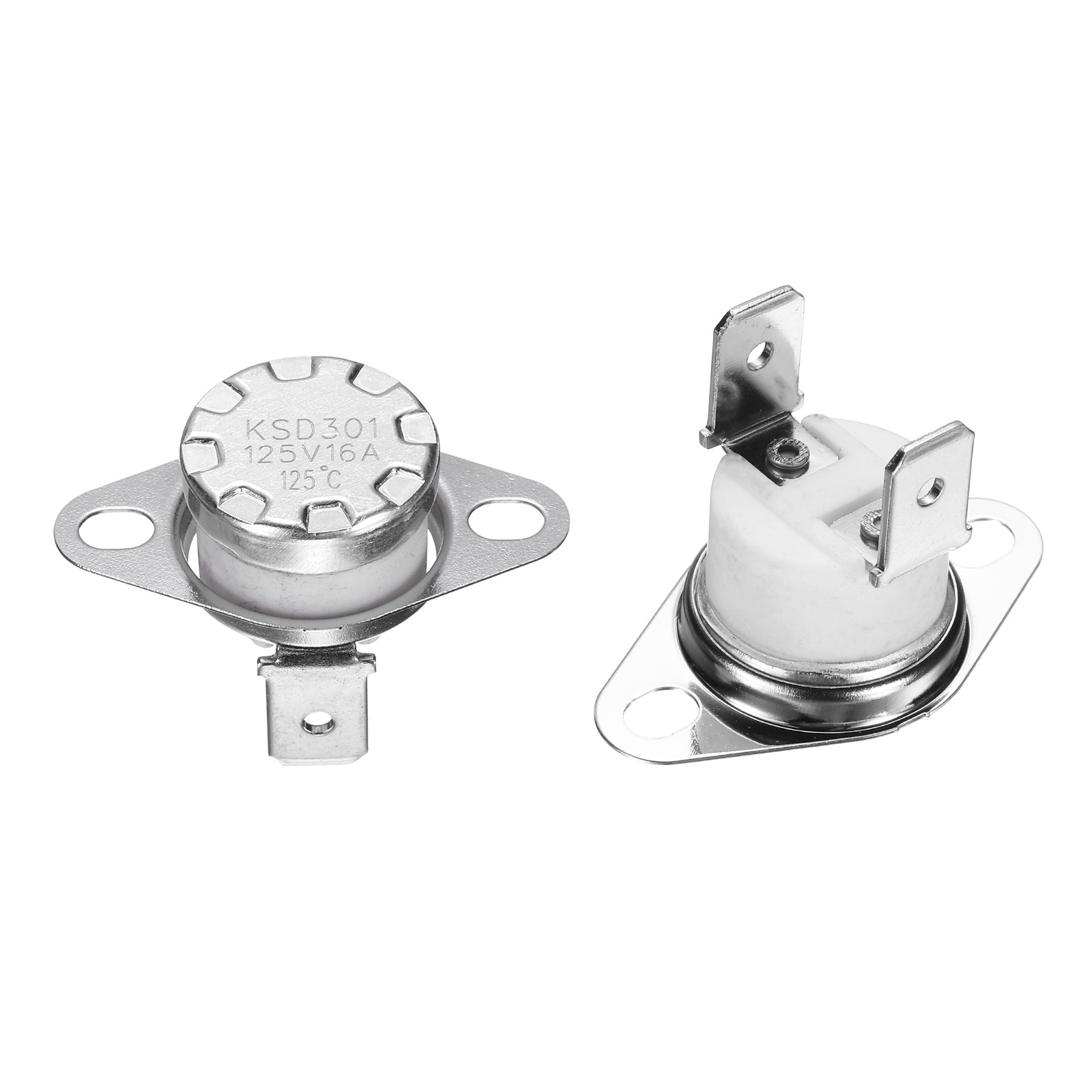 2Pcs KSD301 Thermostat 125°C/257°F 16A Normally Closed N.C Switch, Ceramic