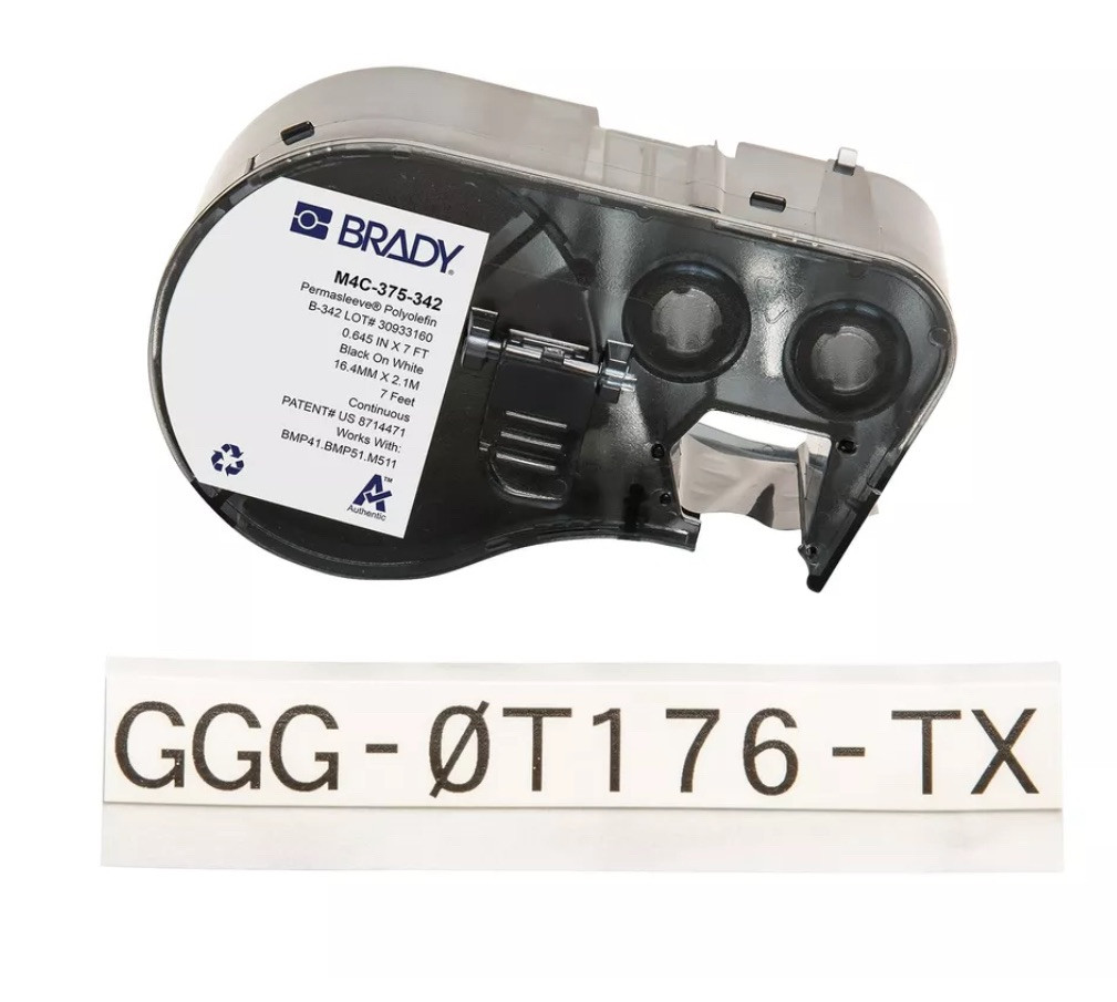 Brady Authentic M4C-375-342 PermaSleeve® Heat-Shrink Labels Polyolefin 0.375 in.