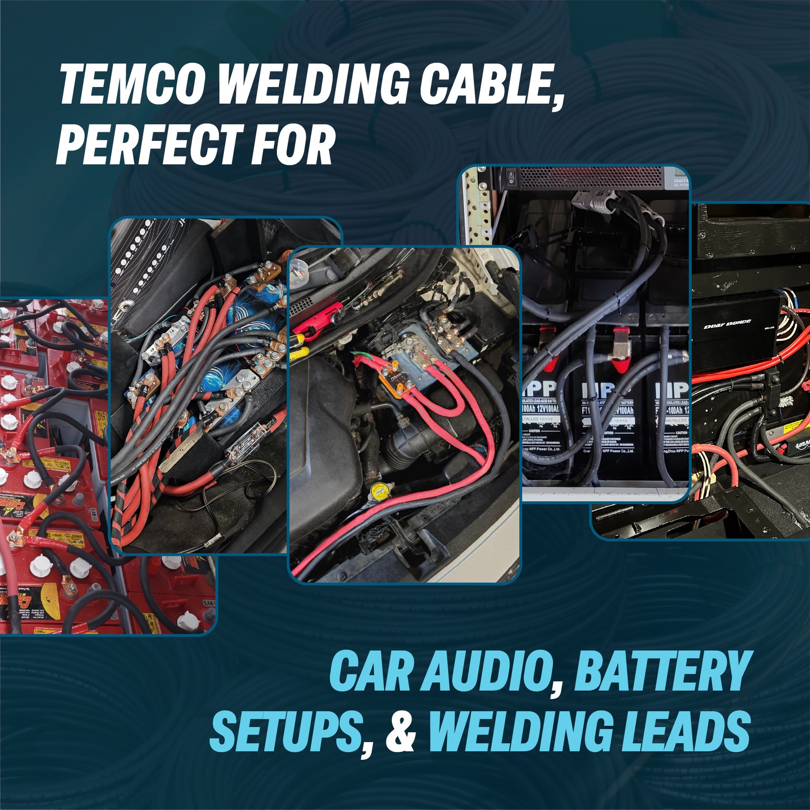 WELDING CABLE 2/0 BLACK 100′ FT BATTERY LEADS USA NEW Gauge Copper AWG Solar