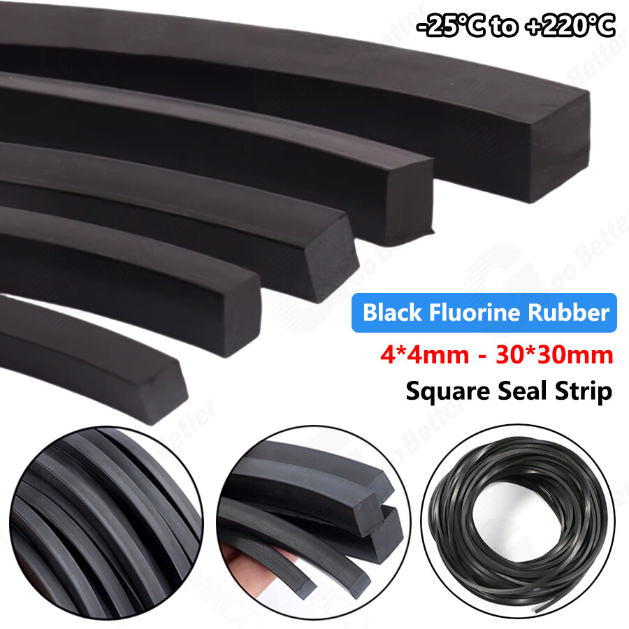 Black Fluorine Rubber Square Seal Strip Seal Square Bars Section 4x4mm – 30x30mm