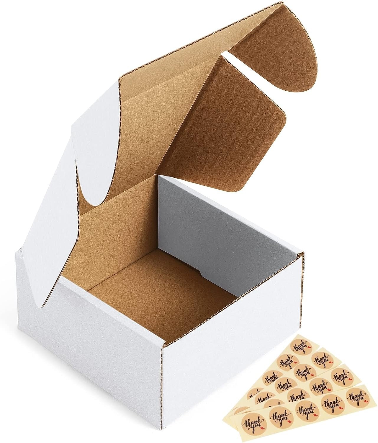 4x4x2″ Corrugated Box Mailers 50 Pack White Cardboard Small Shipping Boxes for M