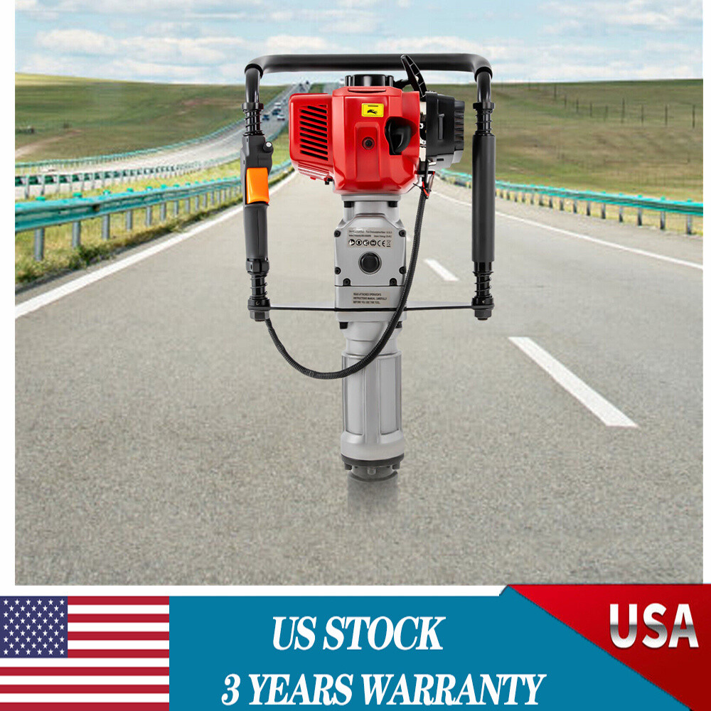 52CC 2.3HP Gas Powered T Post Driver Pile Push Fence Farm 2-Stroke + 2 Post Head