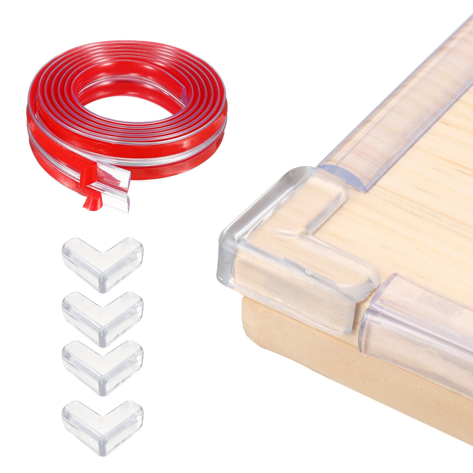 9.8ft (3Meter) x 0.6″ (15MM) Clear Furniture Corner Guard with 4 Corners Guards