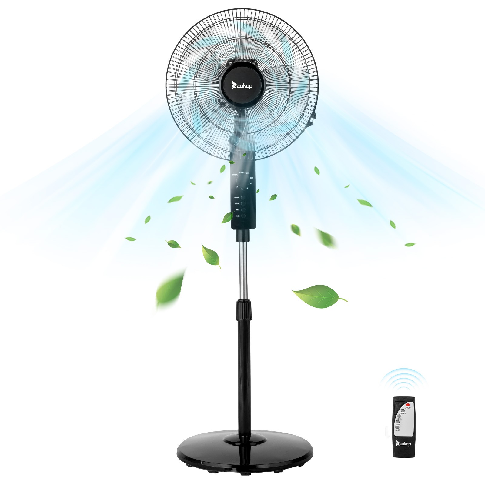 16″ Oscillating Pedestal Fan 3-Speed High-Velocity Cooling, Height Adjustable