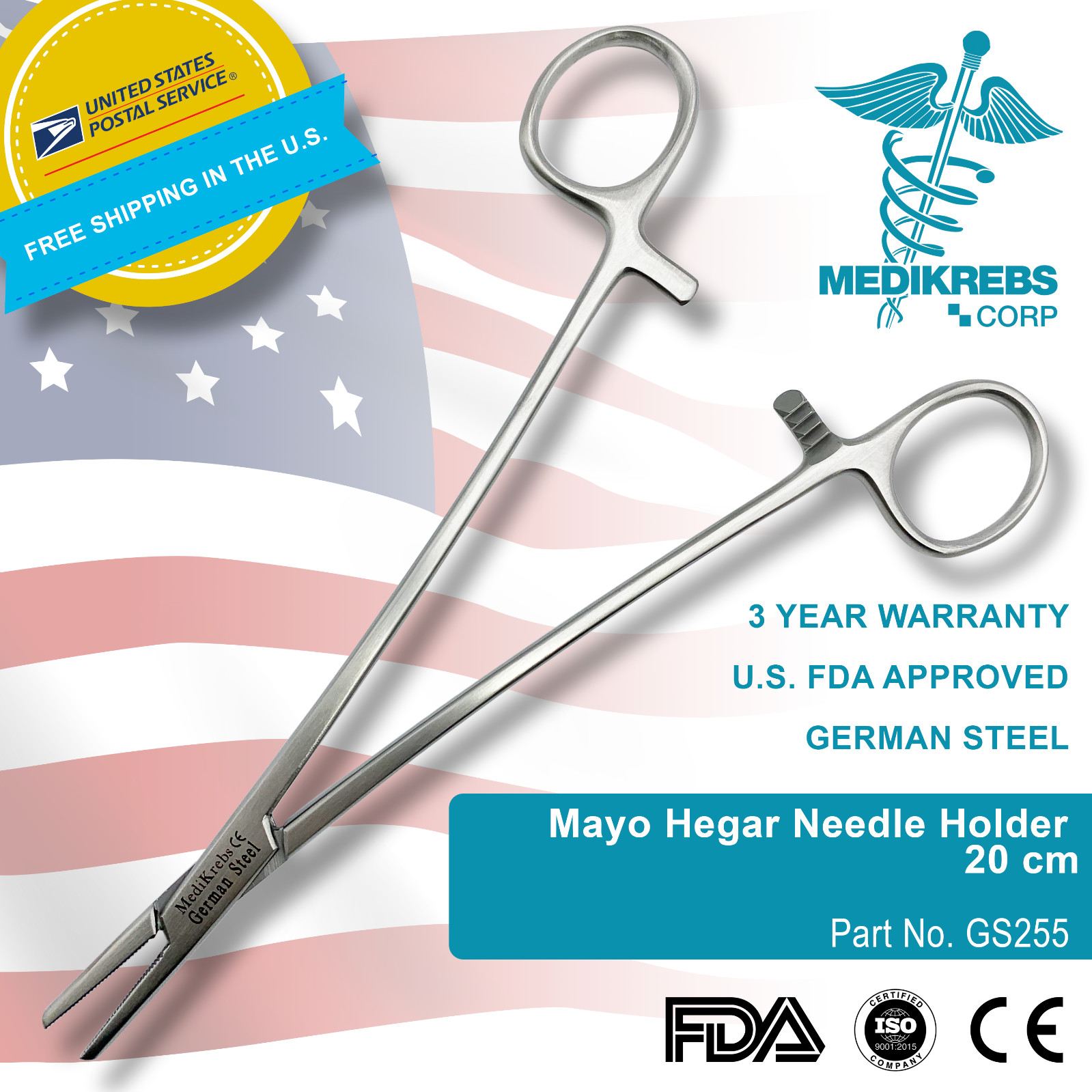 Mayo Hegar Needle Holder 20 cm OR Grade German Steel Surgical Instruments