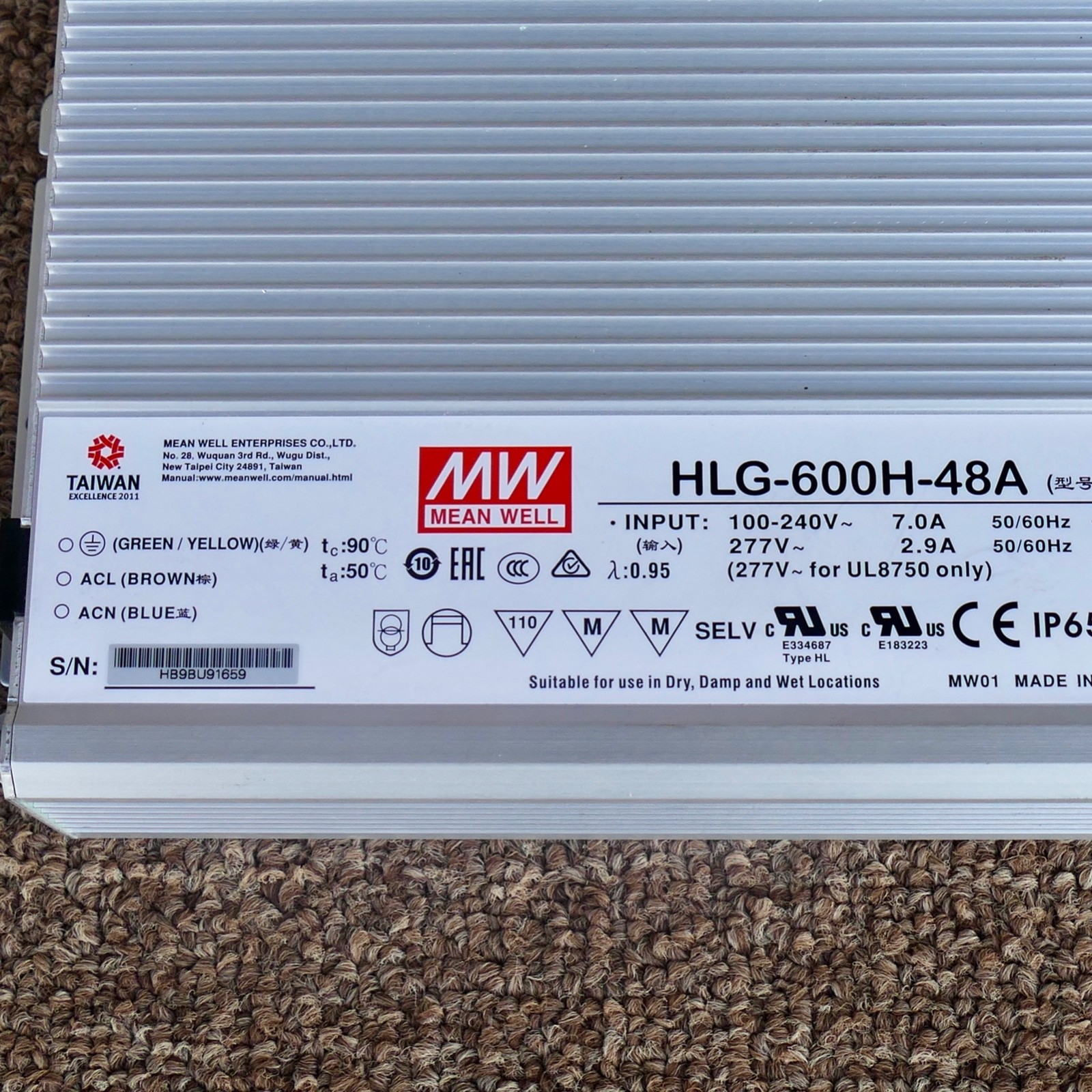 Mean Well HLG-600H-48A power supply 600w 48V 12.5A LED Lumascape LSLED600W-48V09