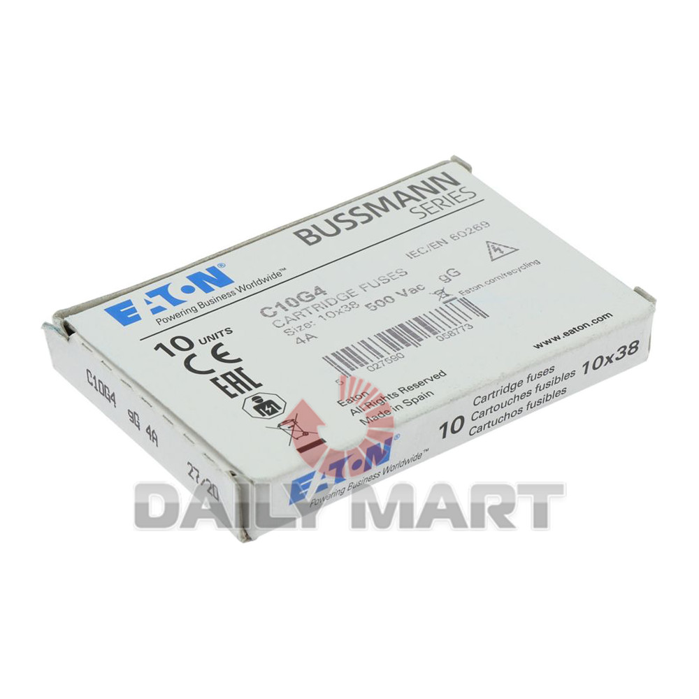 10PCS/New in Box BUSSMANN C10G4 Fuse 4A 500V 10x38mm
