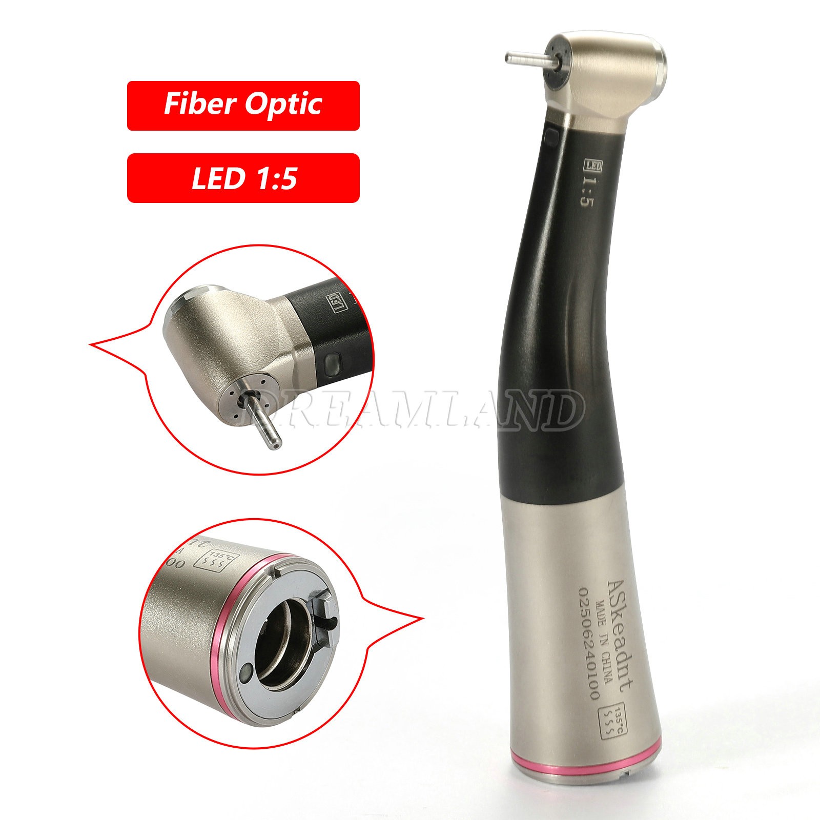 Dental 1:5 LED Fiber Optic Contra Angle Handpiece / 1:5 Cartridge Rotor Canister