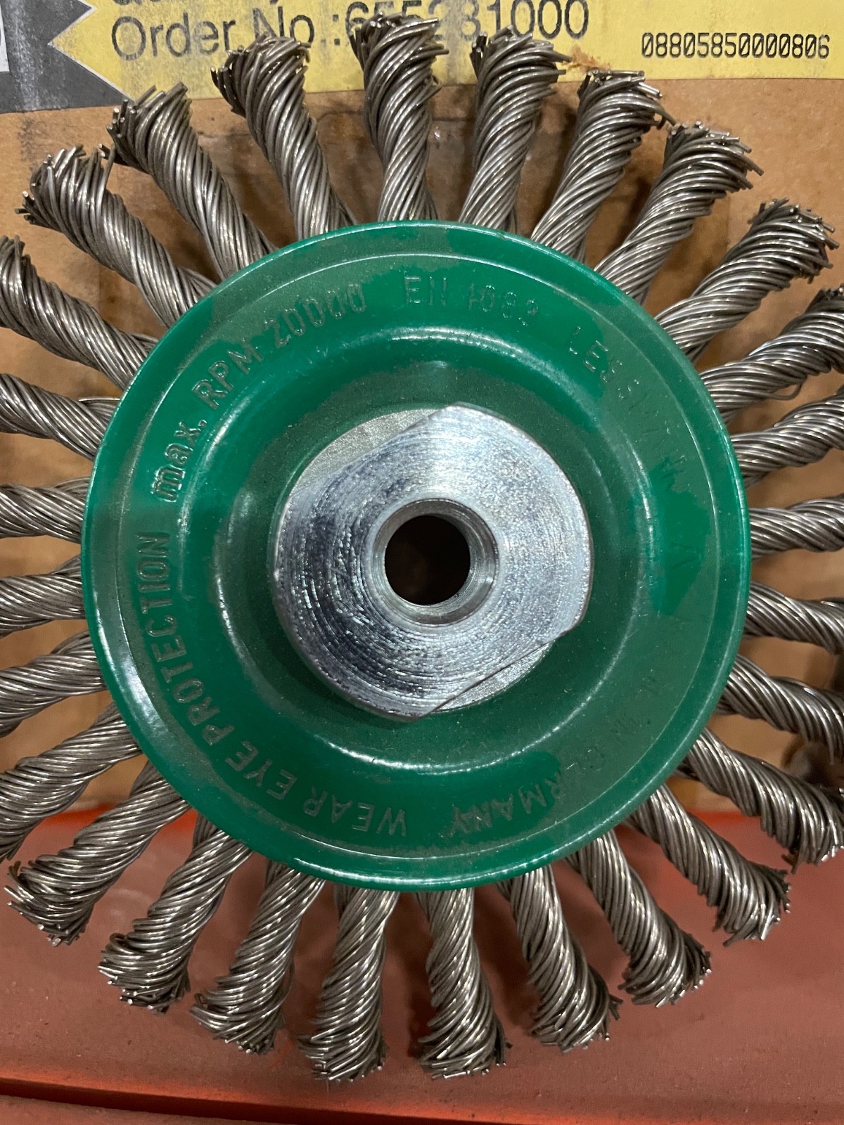 3 ea. 4″ Knot Wheel Brush Stainless Steel .020 SS 20,000 RPM 1/2 – 13 arbor