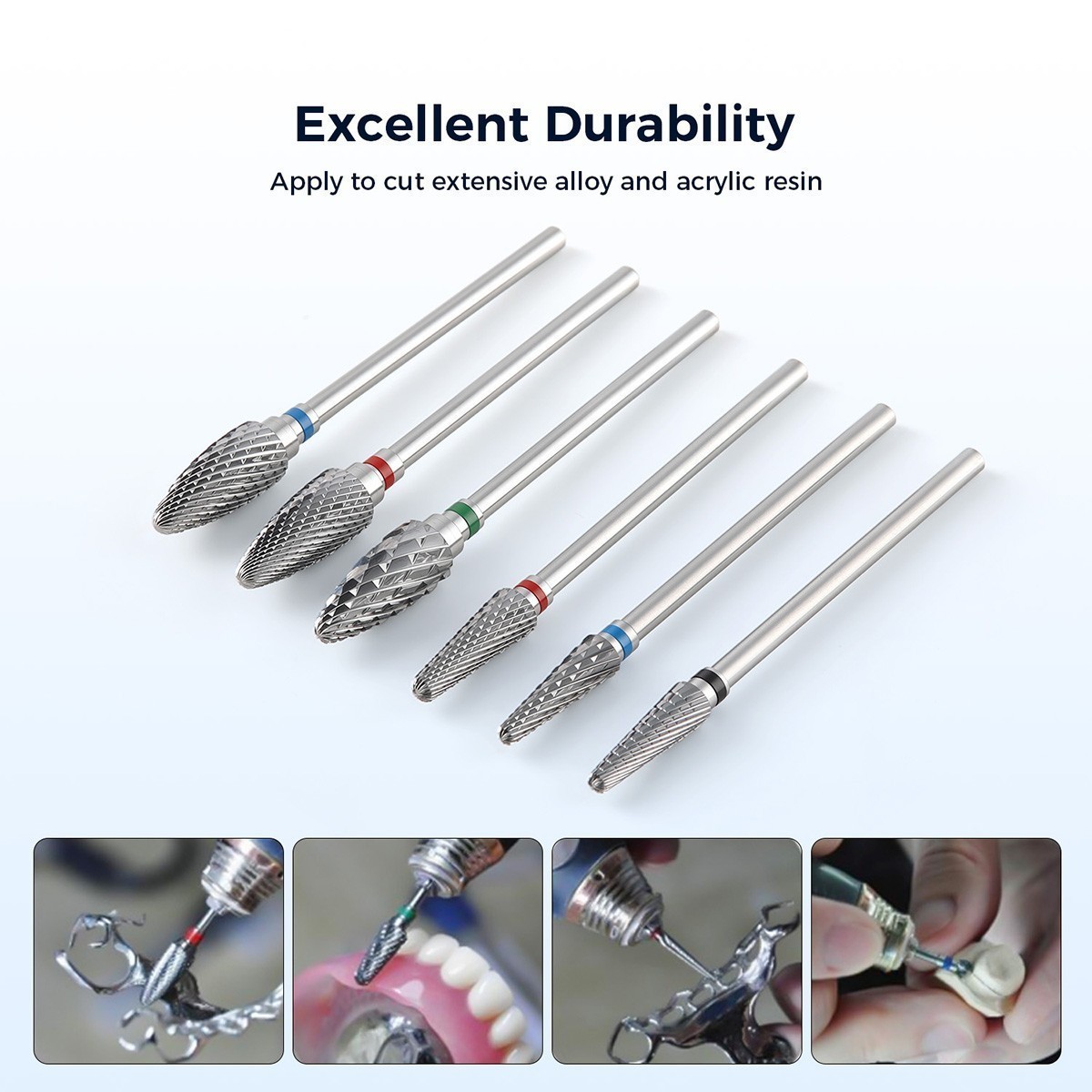 Dental Low Speed Lab Tungsten Steel HP 2.35mm Carbide Cut Burs Polishing 6 Sizes