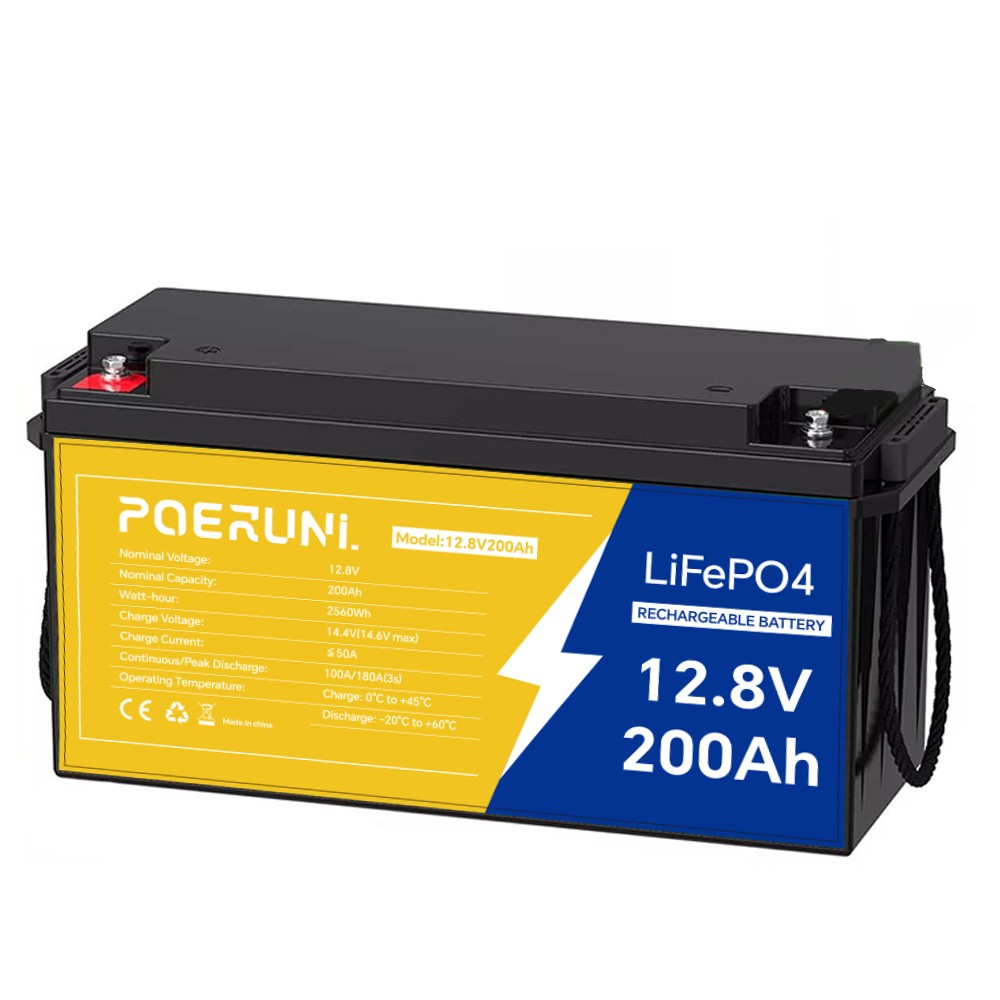 12V 200Ah Lithium LiFePO4 Battery 2560Wh Built-in BMS Deep Cycle For Solar RV