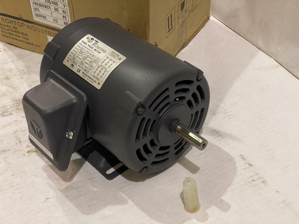 TECHTOP 1/3 HP 1740 RPM ODP 208/230/460 VAC FR: 56 3 PHASE MOTOR NEW SURPLUS