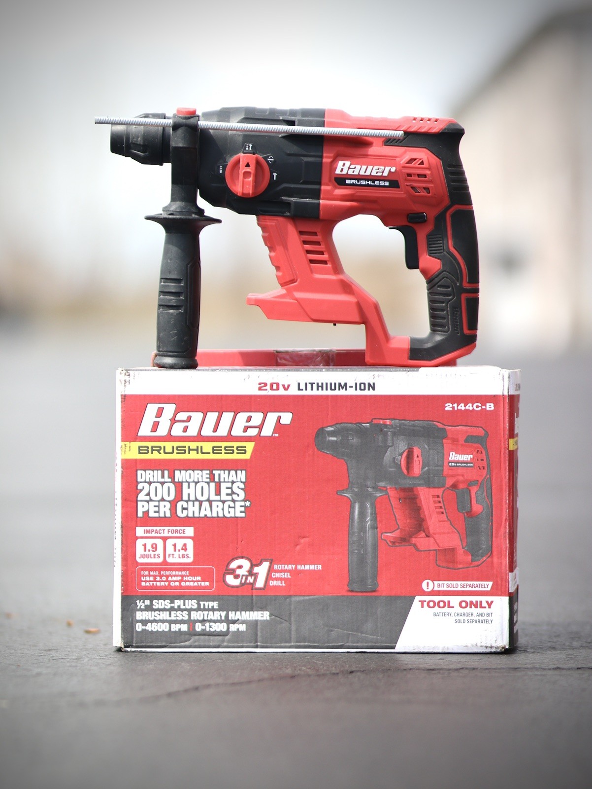 Bauer 2144C-B Rotary Hammer 1/2″ SDS-PLUS 0-4600 BPM 0-1300 RPM NEW Tool Only