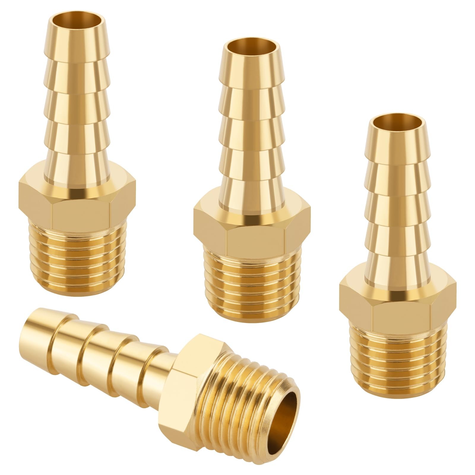 4Pcs Brass Hose Barb Fittings 5/16″ Hose Barb to 1/4 NPT Male Thread Air