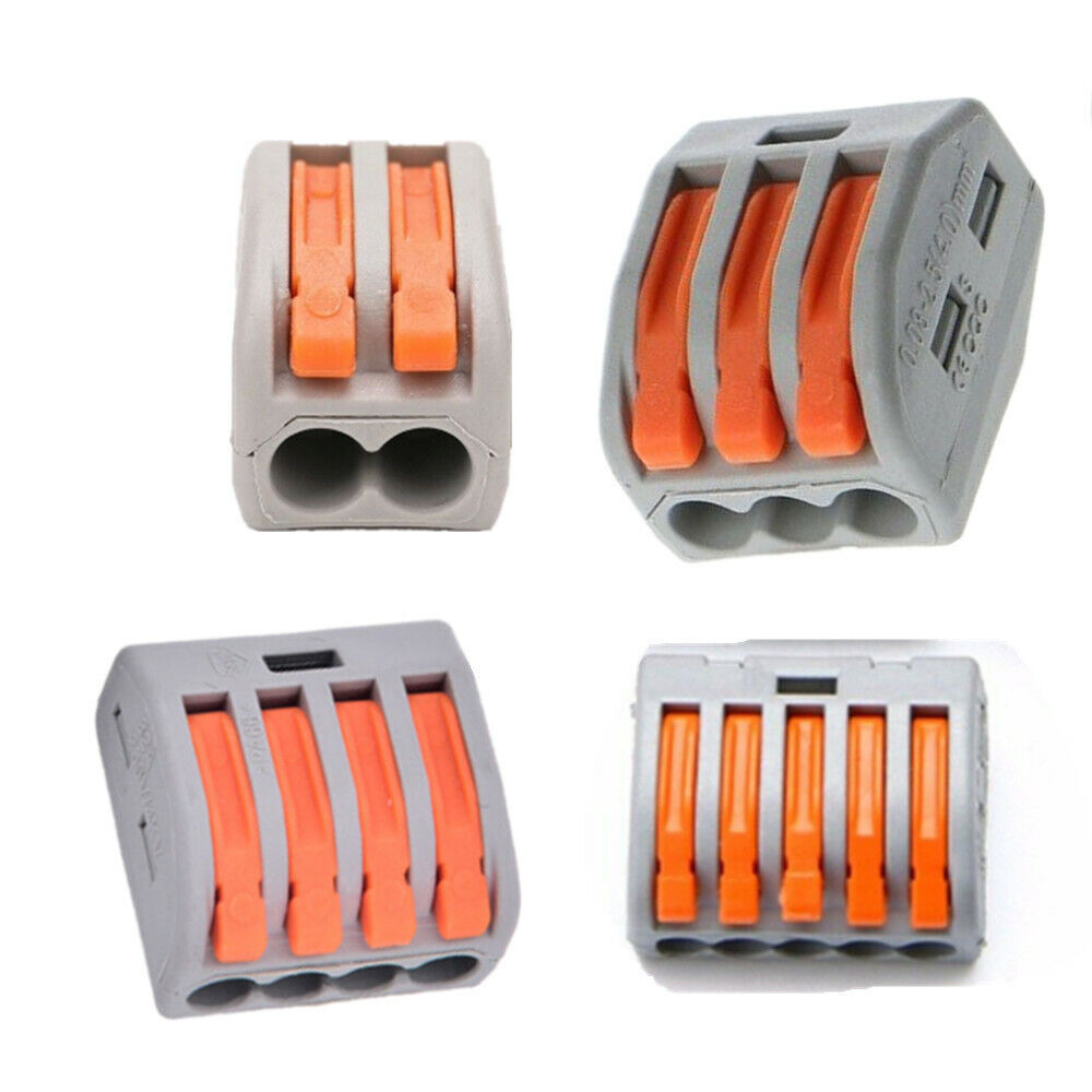 2/3/4/5/8 Way Spring Lever Terminal Block Electric Cable Wire Connector Reusable