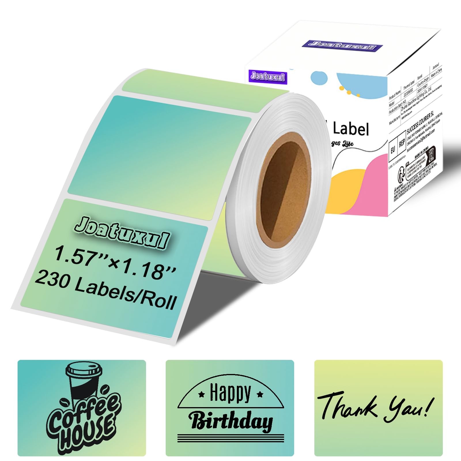 Joatuxul 1.57″x1.18″(40x30mm) Thermal Labels, 1.57×1.18 inch, Gradient Green