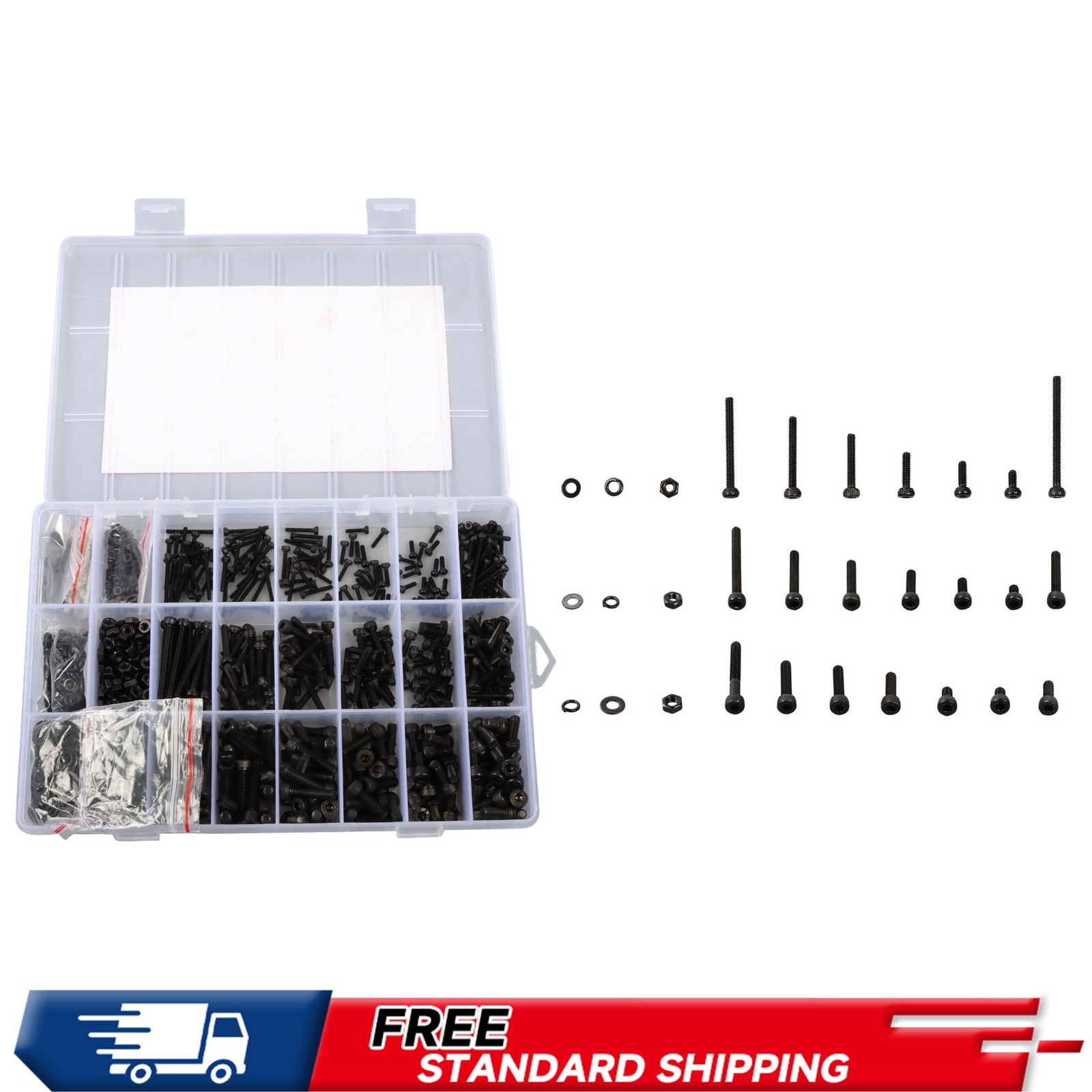 Grade12.9 Metric Bolt Assortment 1710pcs M2 M3 M4 M5 Zinc/Black Oxide 4-30mm