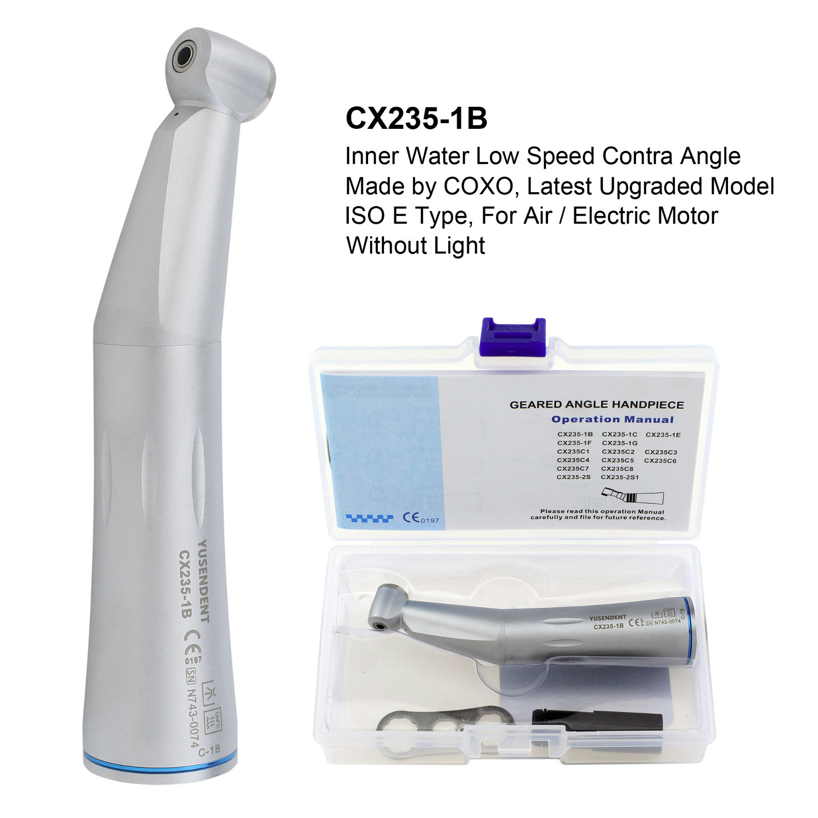 COXO Dental Low Speed Handpiece Contra Angle Straight Air Motor M4 Inner Spray