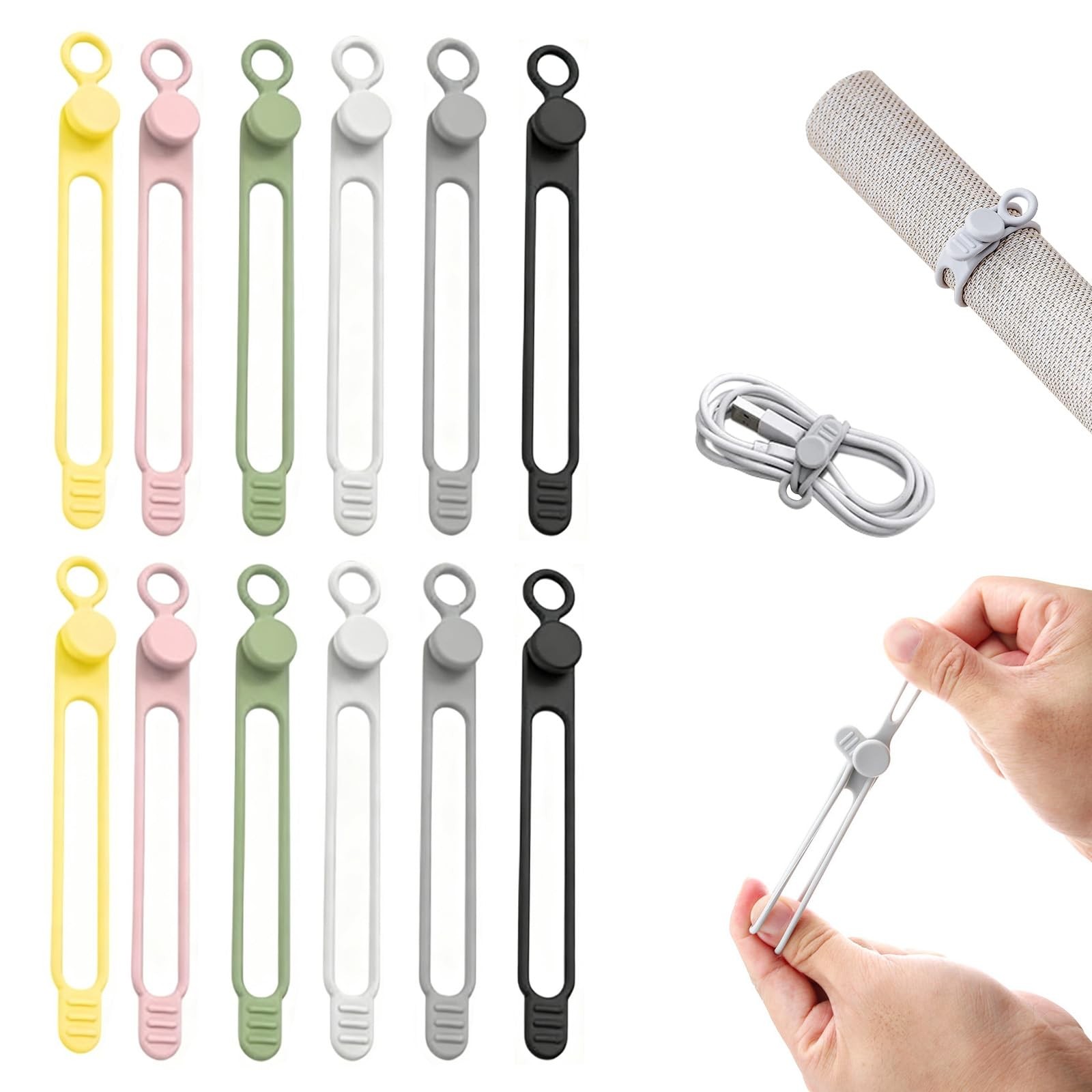 Shuielai Silicone Cable one size, Black, White, Yellow, Pink, Gray, Green