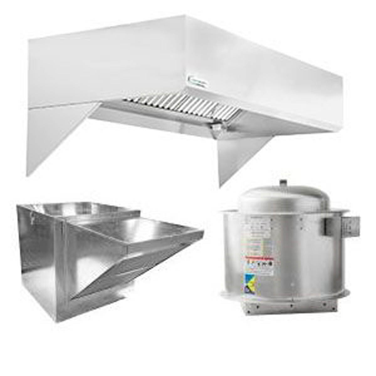 HoodMart 2008B 8 FT Restaurant Hood System w/ Makeup-Air, 18 Gauge Steel