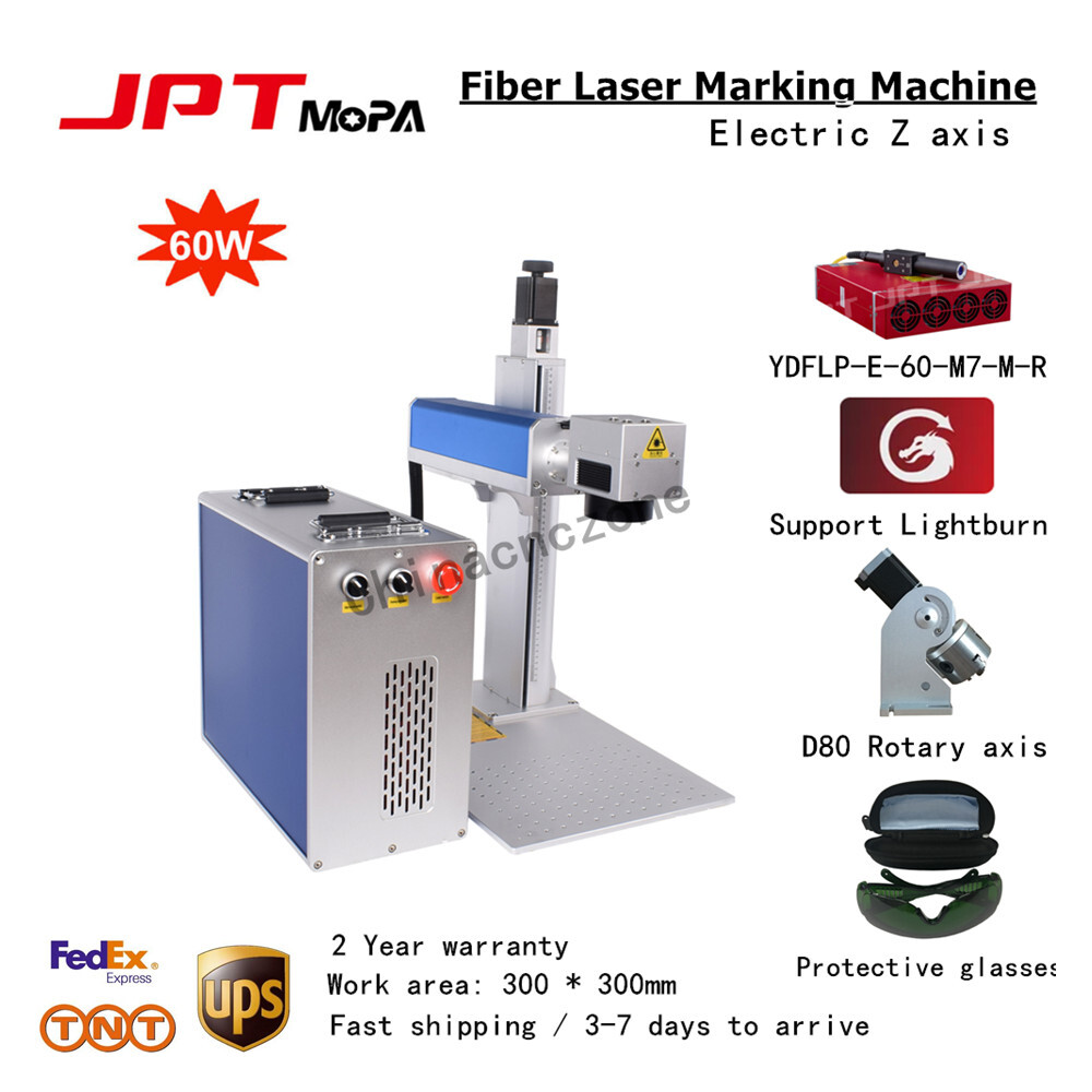JPT Mopa 60W Fiber Laser Colorful Marking Rotary Machine Gold Jewelry Engraving