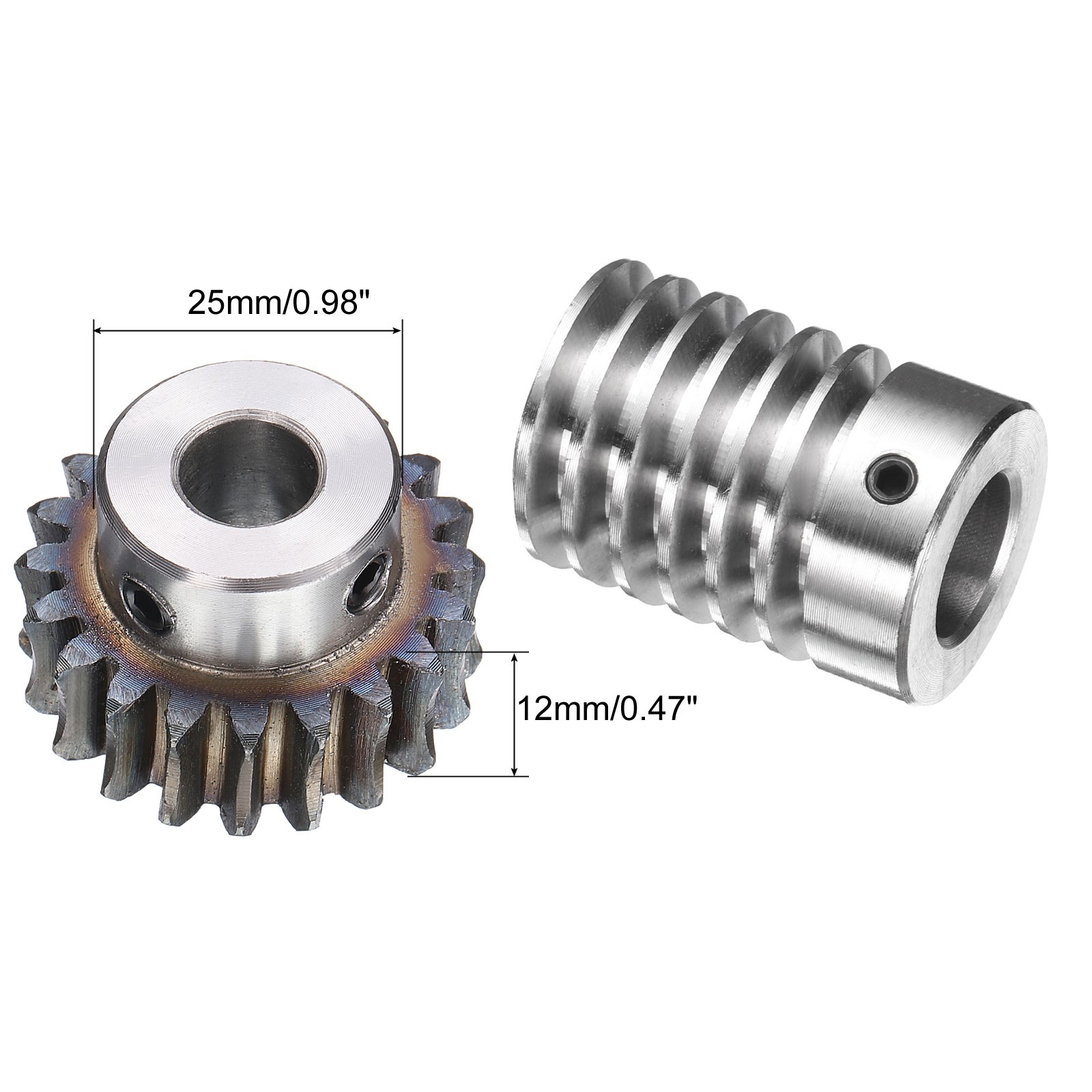 Worm Gear Set 1.5 Module 20:1 Reduction Rate Gear-10mm ID 33mm OD, Rod 15mm Bore
