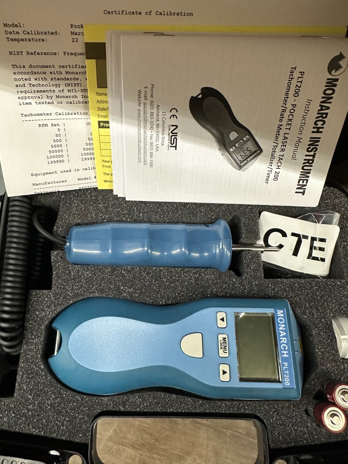 Monarch 6125-011 Laser Tachometer, 0.5 To 20,000 Rpm