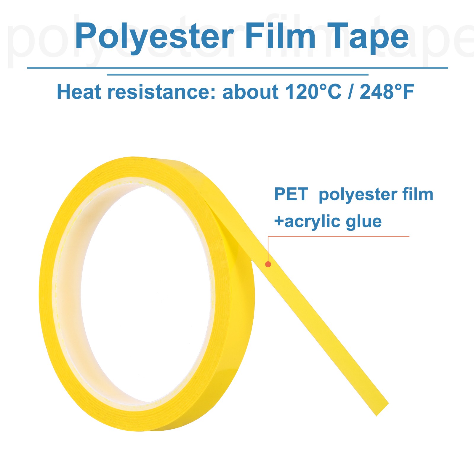 1 Rolls Dark Yellow 0.5 Inch x 36 Yards PET Film Whiteboard Tape 12mm x 33m