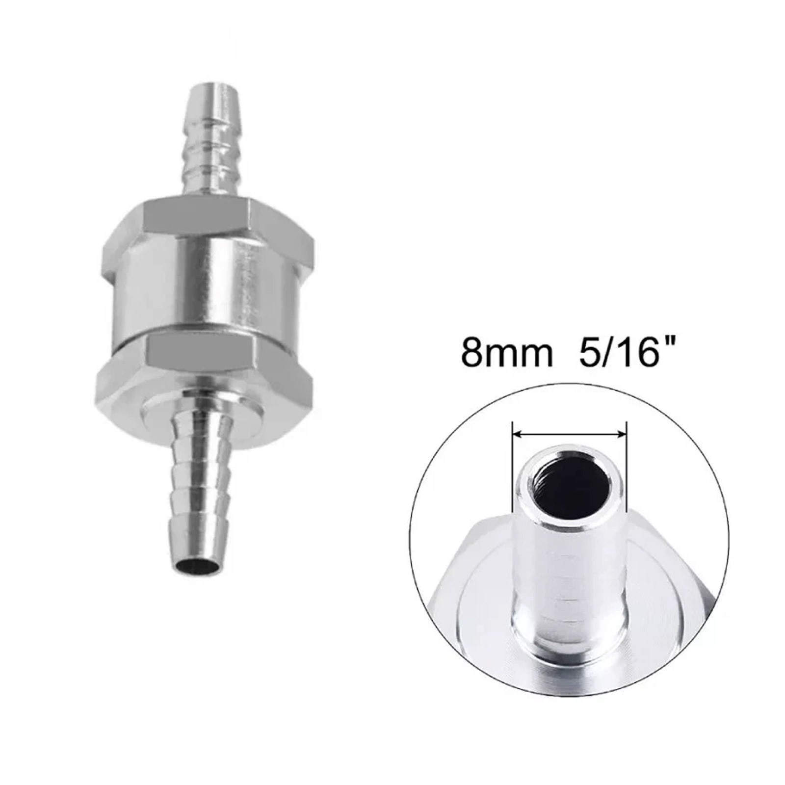 2 Pcs 8mm 5/16″ Fuel Non-Return One Way Check Valve Petrol Diesel Oil Aluminum