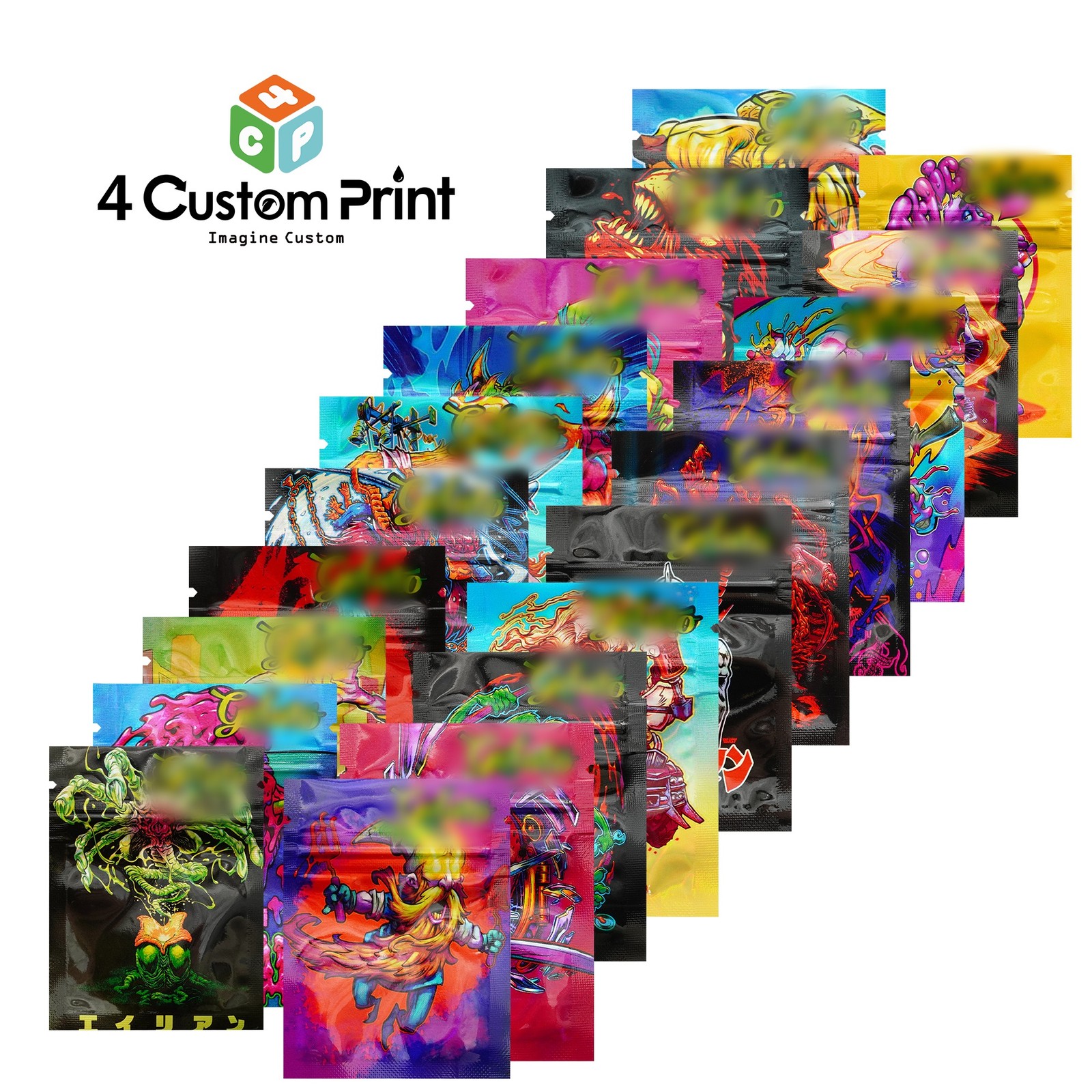 20 Styles Assorted Mix 100 PCS 1G Mylar Bags Holographic Resealable Foil Pouches