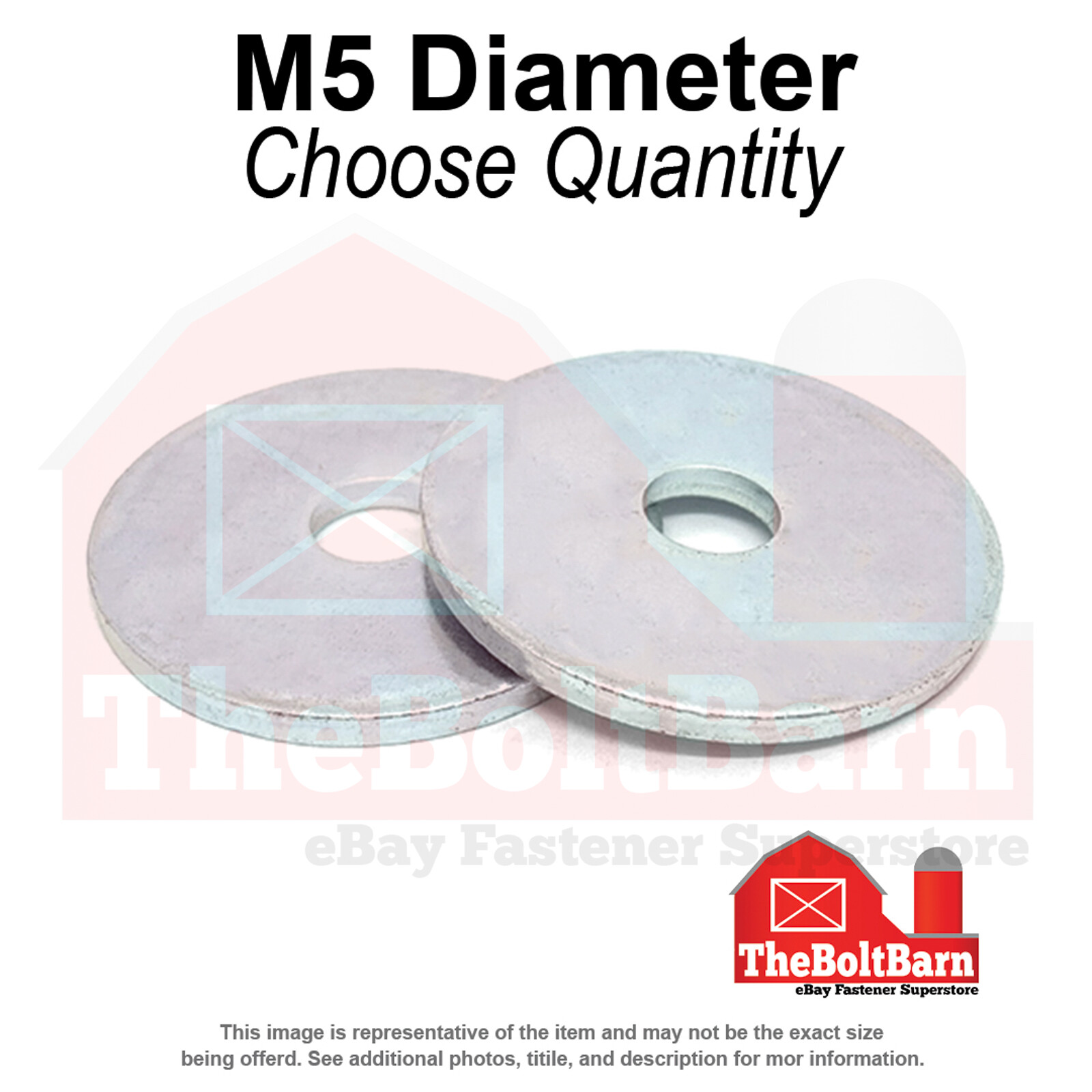 M5x15x1.2 Grade A Flat Fender Washers Zinc Clear (Pick Quantity)