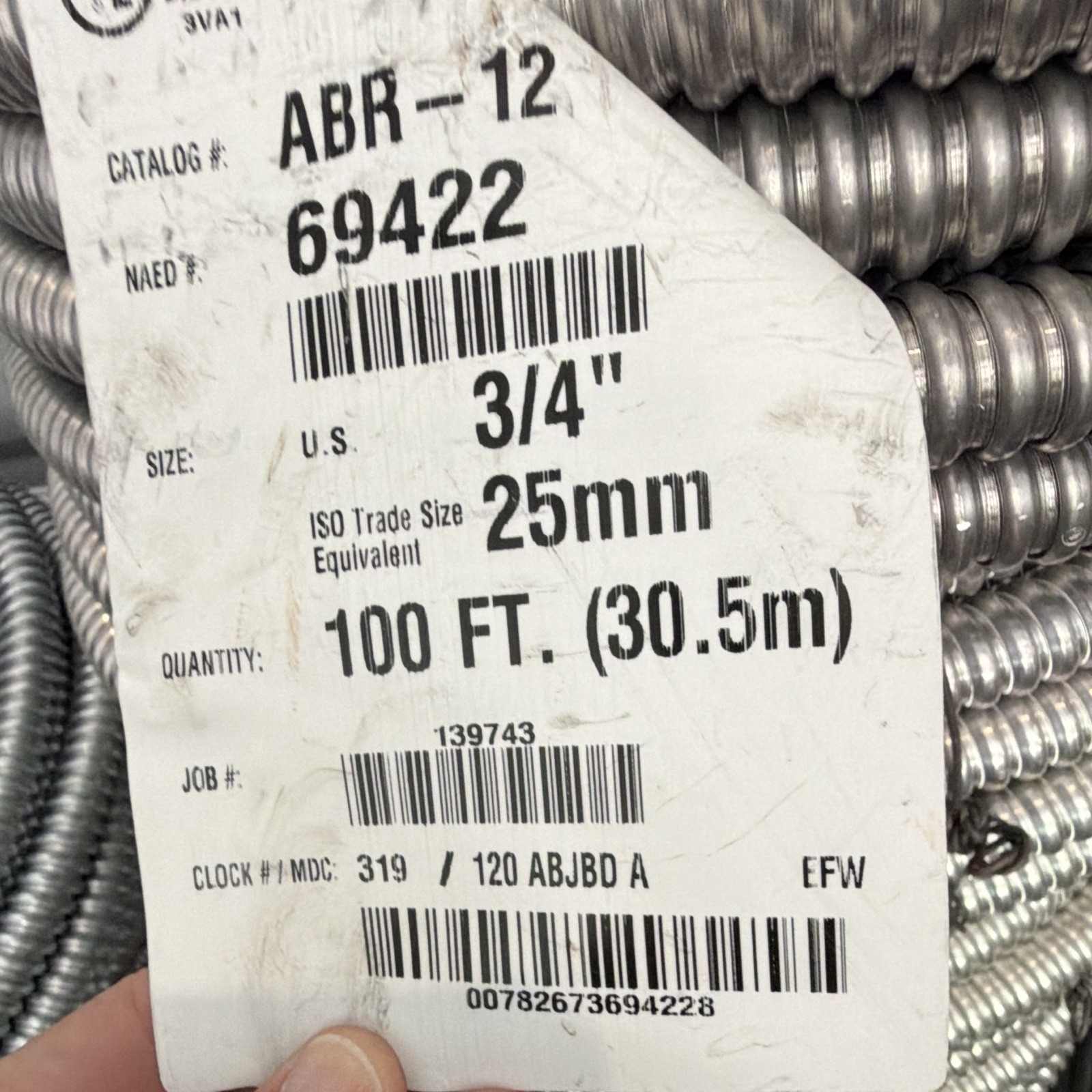 100ft roll of Flex Aluminum Conduit 3/4in 100ft ABR-12
