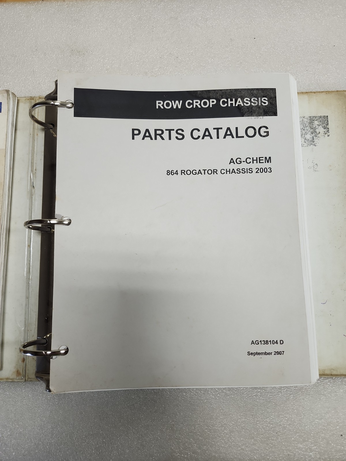 AG-CHEM 864 Rogator Row Crop Chasis Parts Catalog USED