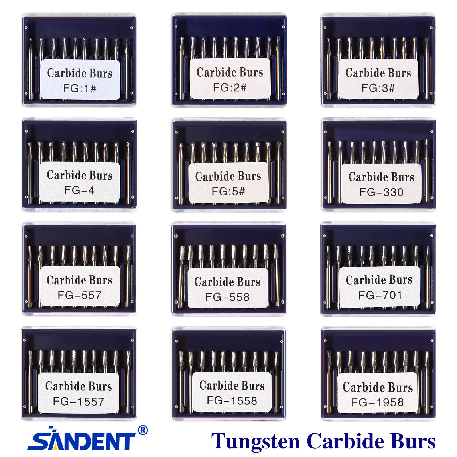10-100 US Dental Fast High Speed Handpiece Burs Round Tungsten Carbide FG Bur po